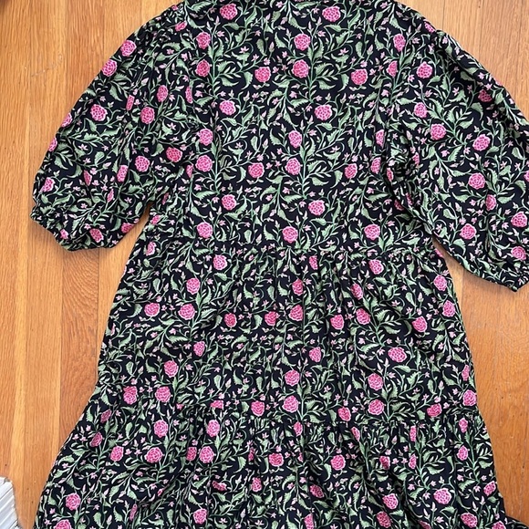 Little Tibet Boutique S / M 100% Cotton Tiered Skirt Puff Sleeve Maxi Dress - Picture 11 of 14